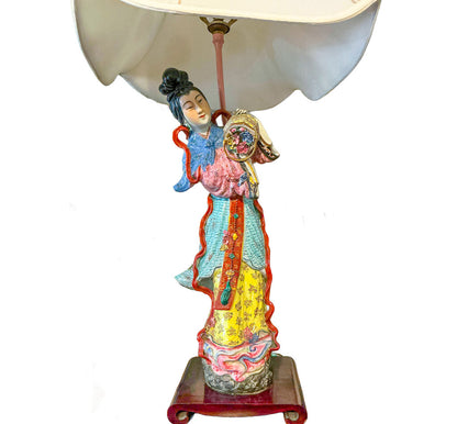 Early 20th c Chinese Figural Porcelain Lamp