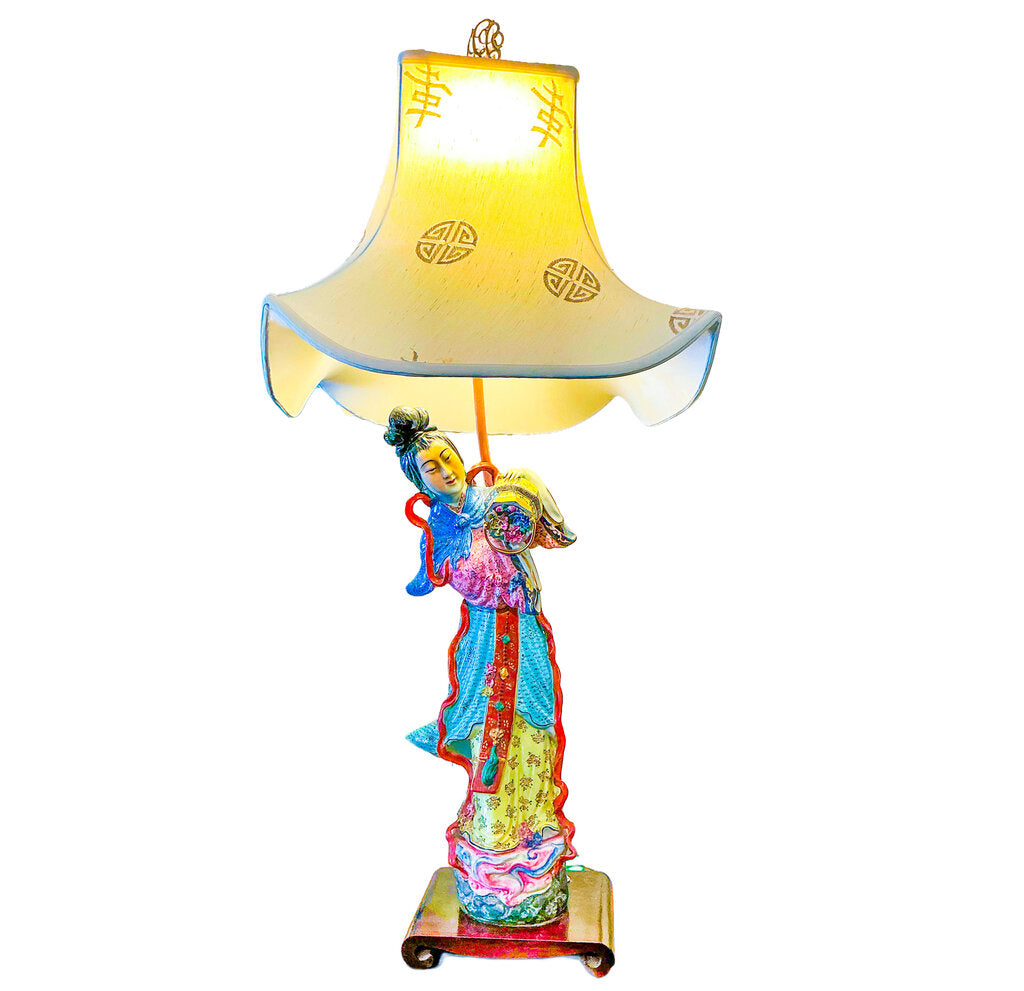 Early 20th c Chinese Figural Porcelain Lamp