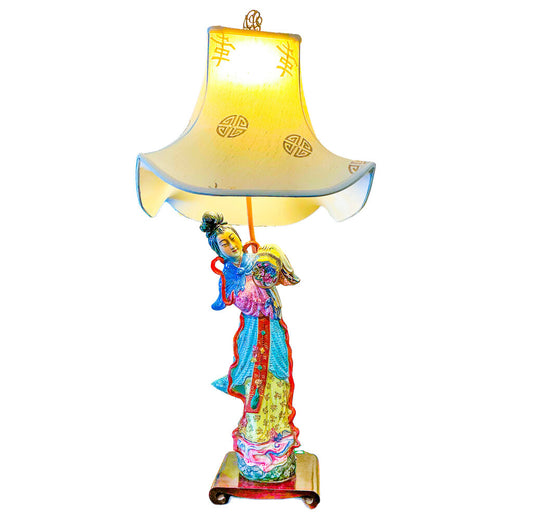 Early 20th c Chinese Figural Porcelain Lamp