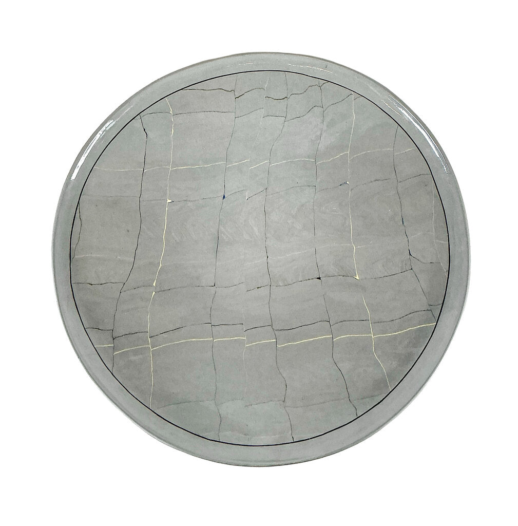 Beth Forer. Signed Gray Round Ceramic Plate.