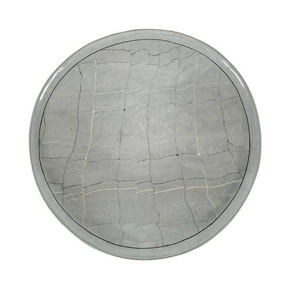Beth Forer. Signed Gray Round Ceramic Plate.