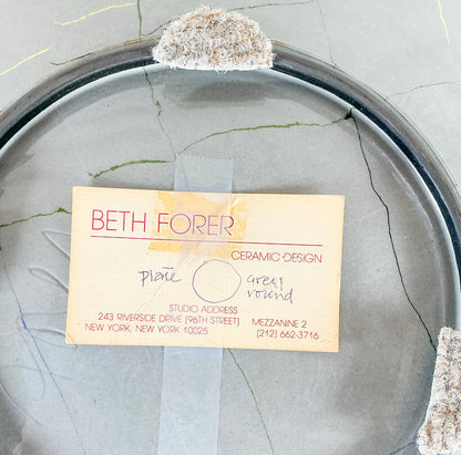 Beth Forer. Signed Gray Round Ceramic Plate.