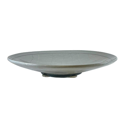 Beth Forer. Signed Gray Round Ceramic Plate.