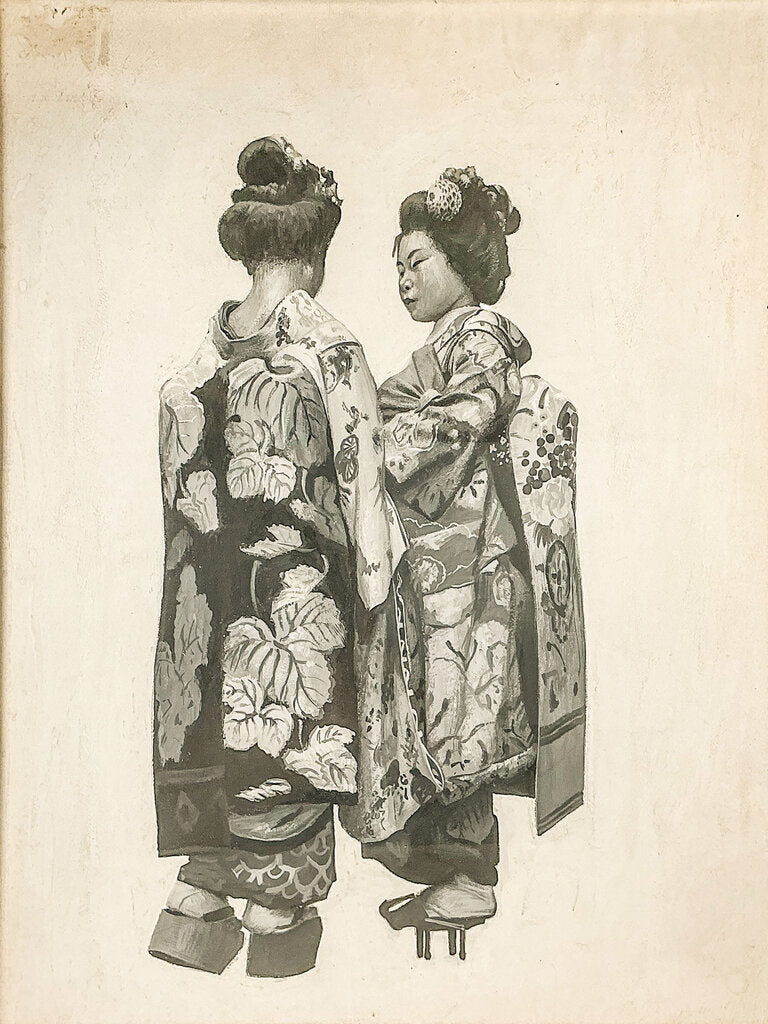Artist Unknown. Geishas. Goauche on Paper.
