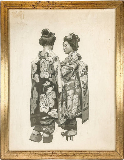 Artist Unknown. Geishas. Goauche on Paper.