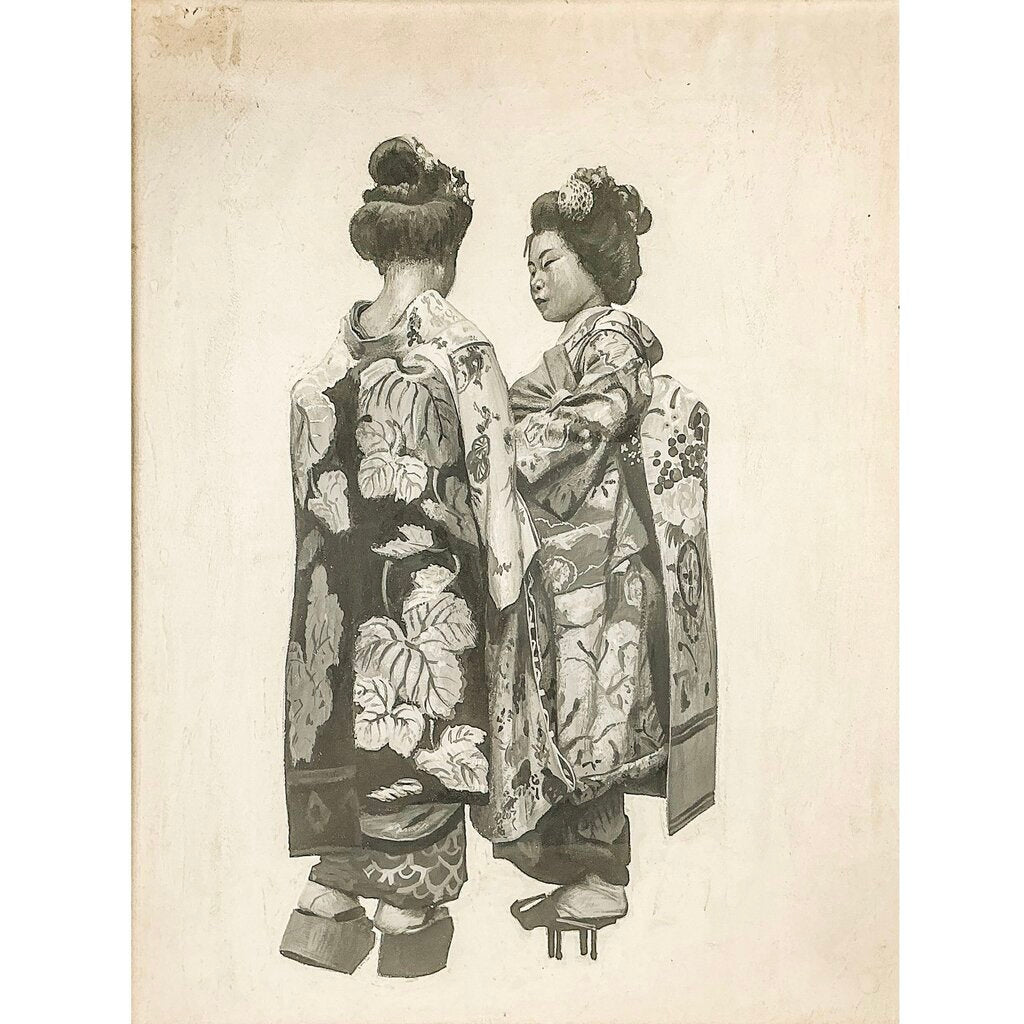 Artist Unknown. Geishas. Goauche on Paper.