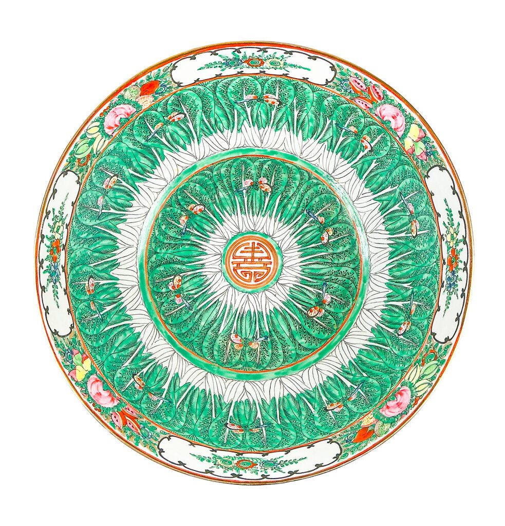 Decorative Famille Verte Bowl w Bok Choy Pattern