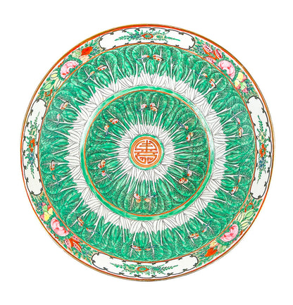 Decorative Famille Verte Bowl w Bok Choy Pattern