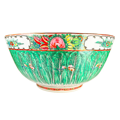Decorative Famille Verte Bowl w Bok Choy Pattern