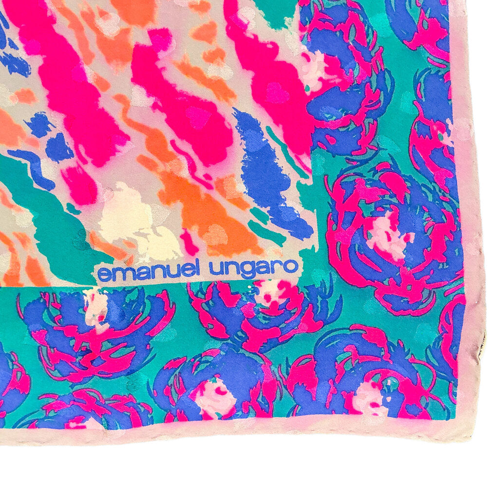 Pink Emmanuel Ungaro Scarf w/ Handrolled Edges