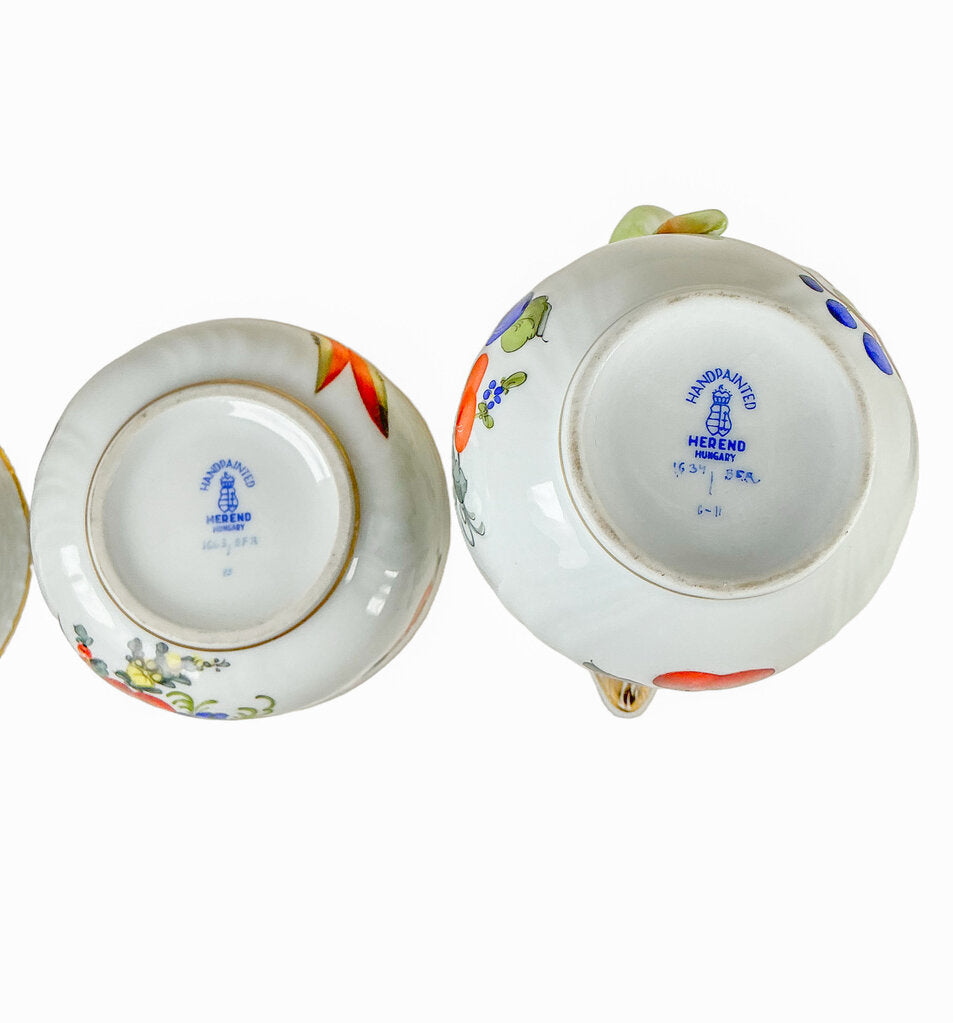 Herend "Fruits & Flower" Creamer & Sugar Bowl