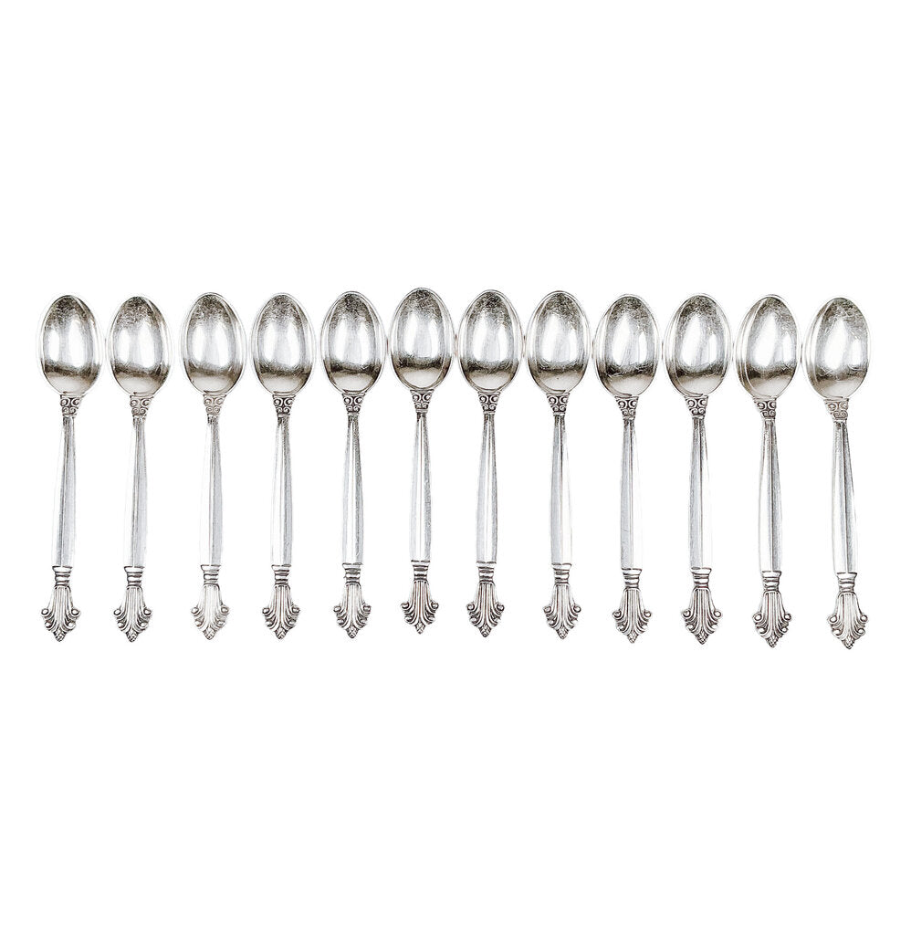 Set of 12 Georg Jenson Sterling Demitasse Spoons