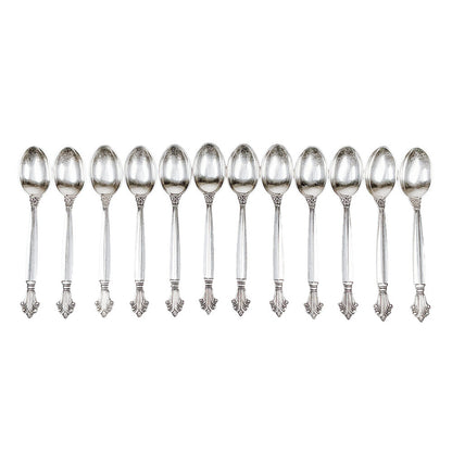 Set of 12 Georg Jenson Sterling Demitasse Spoons