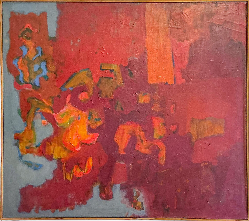 Raspberry Abstract, acrylic on canvas.
