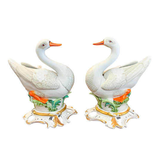 PAIR Guilia Mangani Porcelain Swans - Opportunity Shop DC