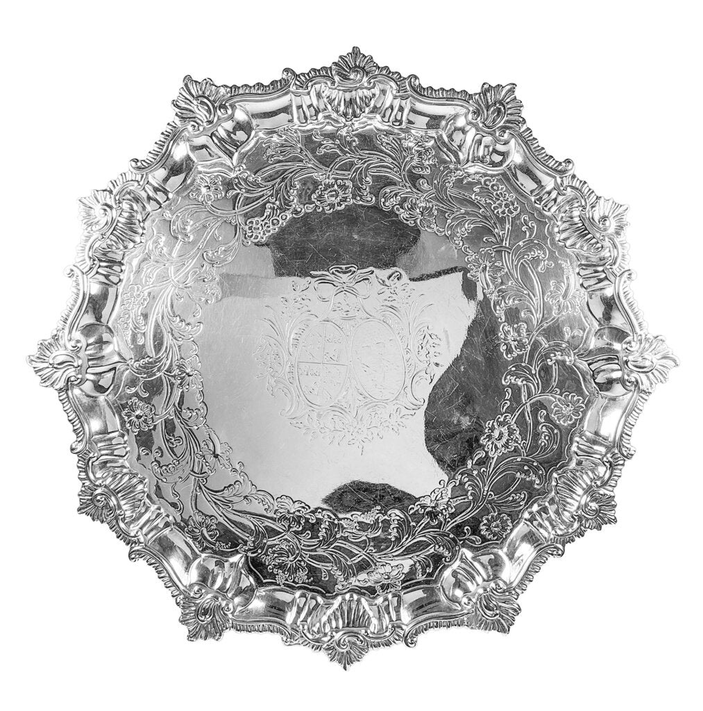 Antique English Sterling Round Tray - Opportunity Shop DC