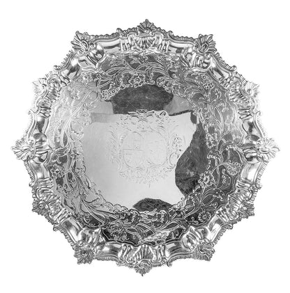 Antique English Sterling Round Tray - Opportunity Shop DC
