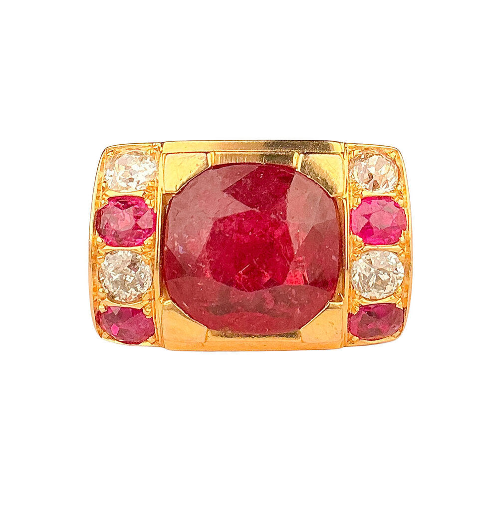 14K YG Red Rubellite & Diamond Ring - Opportunity Shop DC