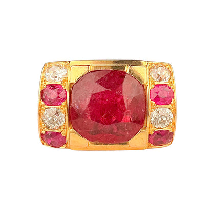 14K YG Red Rubellite & Diamond Ring - Opportunity Shop DC
