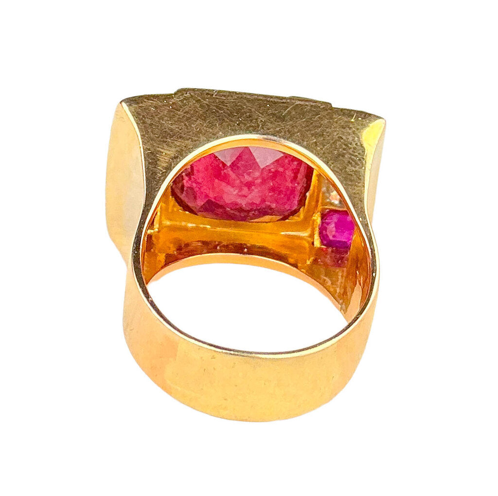 14K YG Red Rubellite & Diamond Ring - Opportunity Shop DC