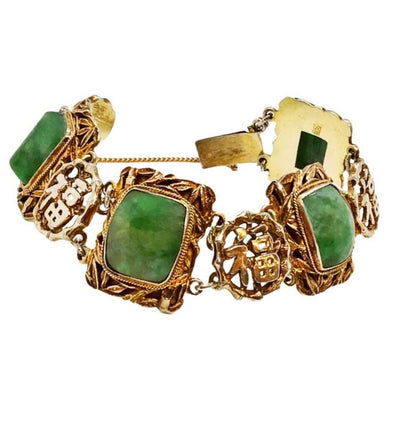 Chinese Silvergilt & Green Jade Bracelet - Opportunity Shop DC