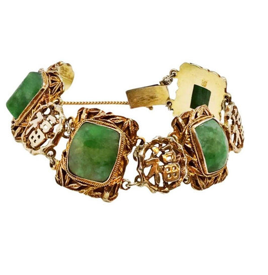 Chinese Silvergilt & Green Jade Bracelet - Opportunity Shop DC