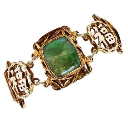 Chinese Silvergilt & Green Jade Bracelet - Opportunity Shop DC
