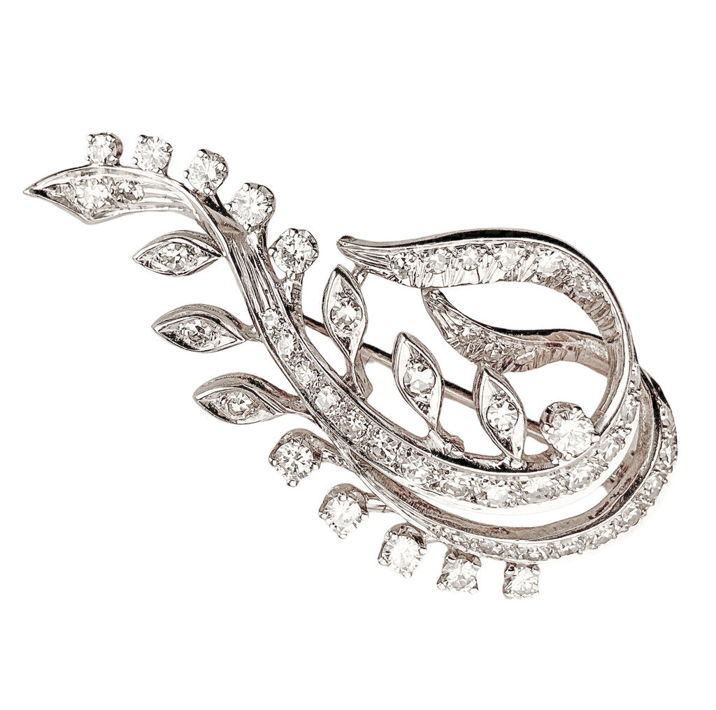 14K WG (tested) & Diamond Spray Brooch - Opportunity Shop DC