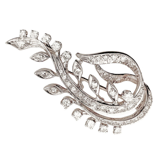 14K WG (tested) & Diamond Spray Brooch - Opportunity Shop DC
