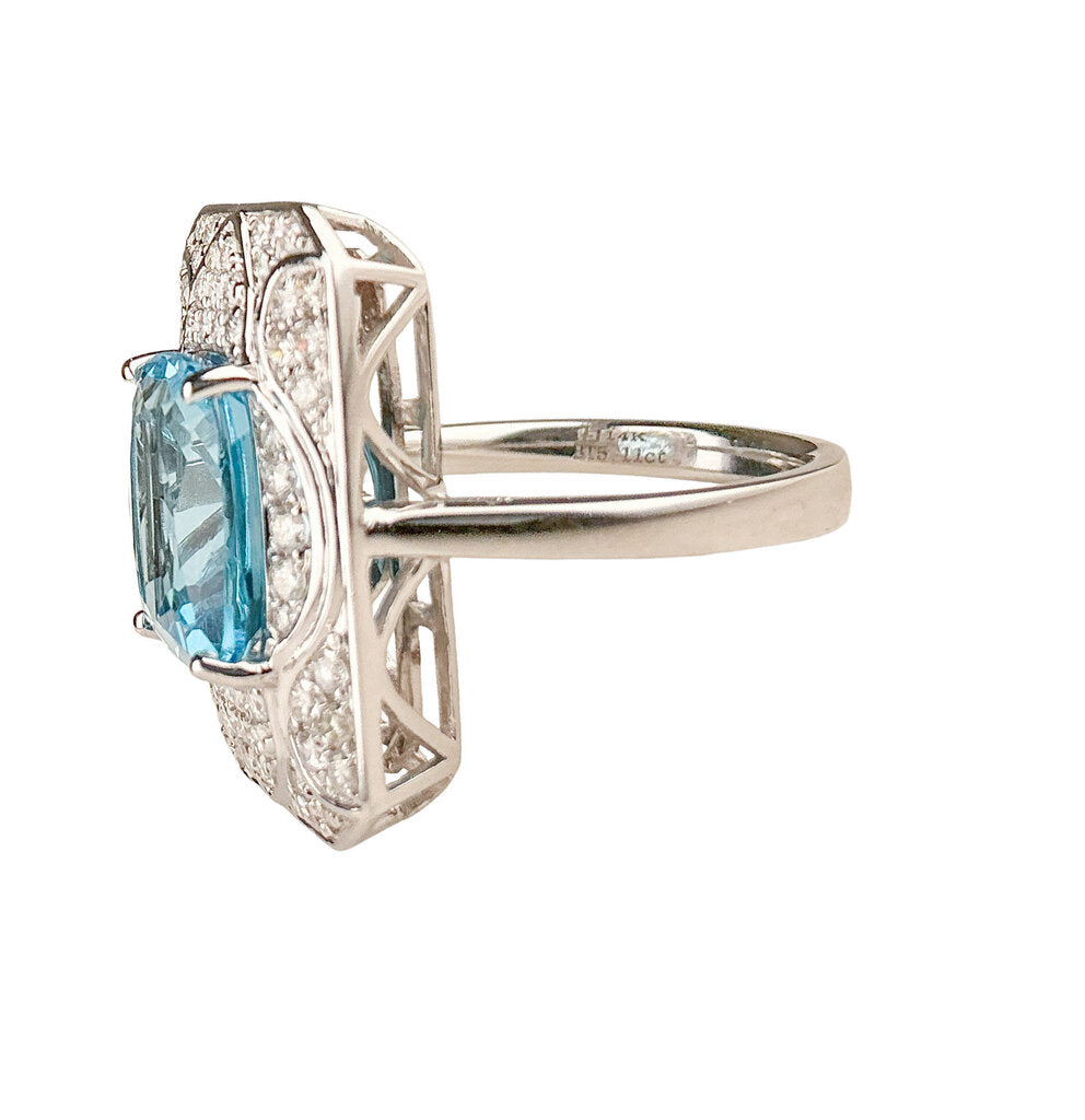 14K WG Blue Topaz & Diamond Ring - Opportunity Shop DC