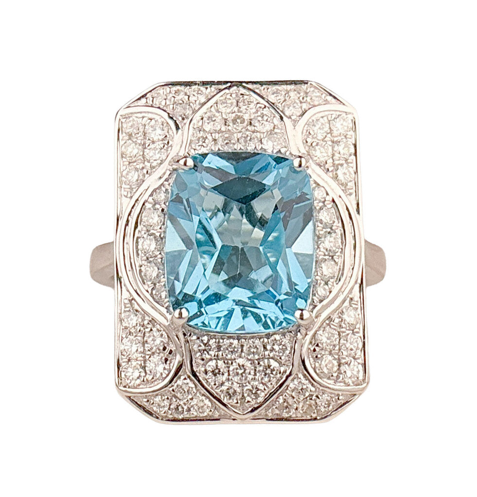 14K WG Blue Topaz & Diamond Ring - Opportunity Shop DC