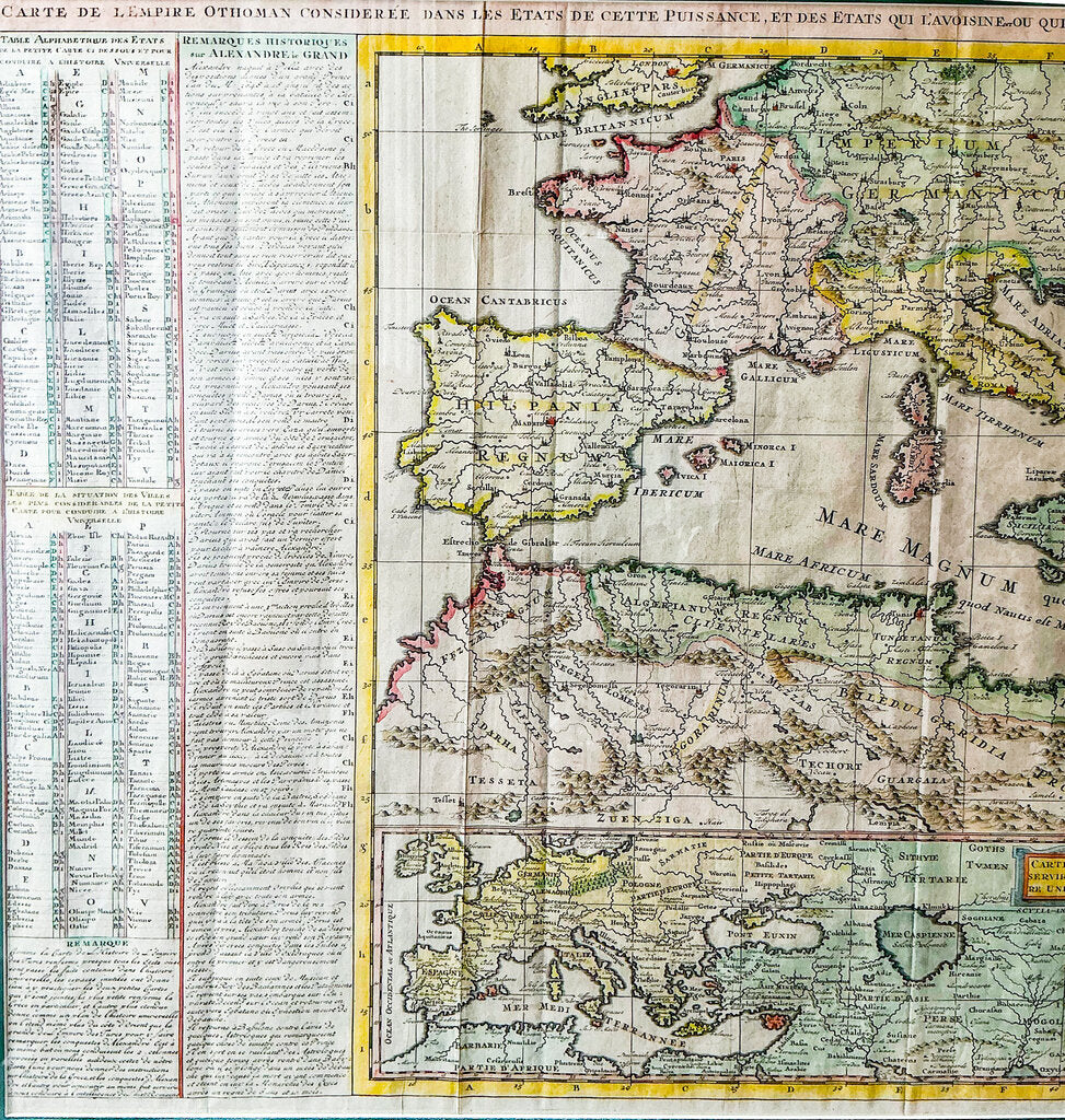 1700's Map & History of the Empire of Alexander, the Roman Empire, & the Ottoman Empire