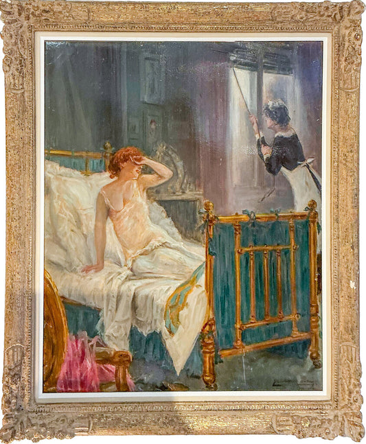 Artist Unknown. The Boudoir at Daylight. Oil on Board. - Opportunity Shop DC