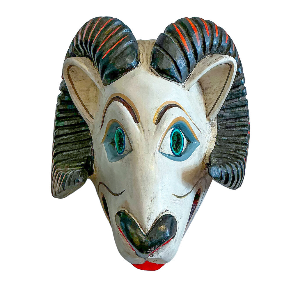 Vintage Folk Art Ram Mask. Central American. - Opportunity Shop DC