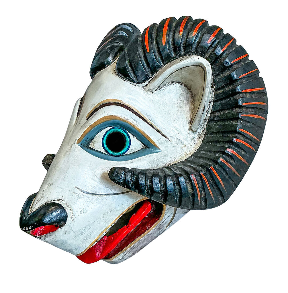 Vintage Folk Art Ram Mask. Central American. - Opportunity Shop DC