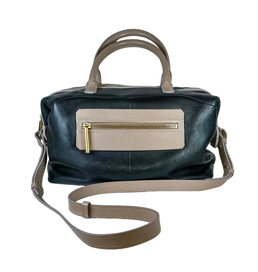 Lanvin Padam Bowling Bag in Black & Taupe Calfskin - Opportunity Shop DC