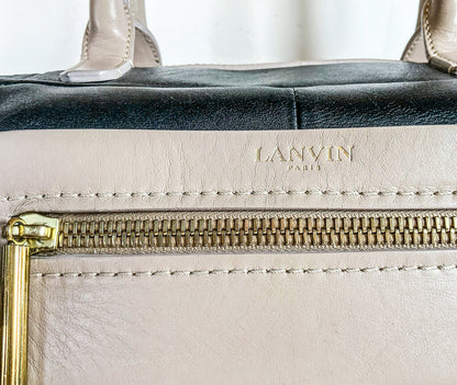 Lanvin Padam Bowling Bag in Black & Taupe Calfskin - Opportunity Shop DC