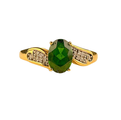 Chrome Tourmaline and Diamond Bypass Ring. 14kt.