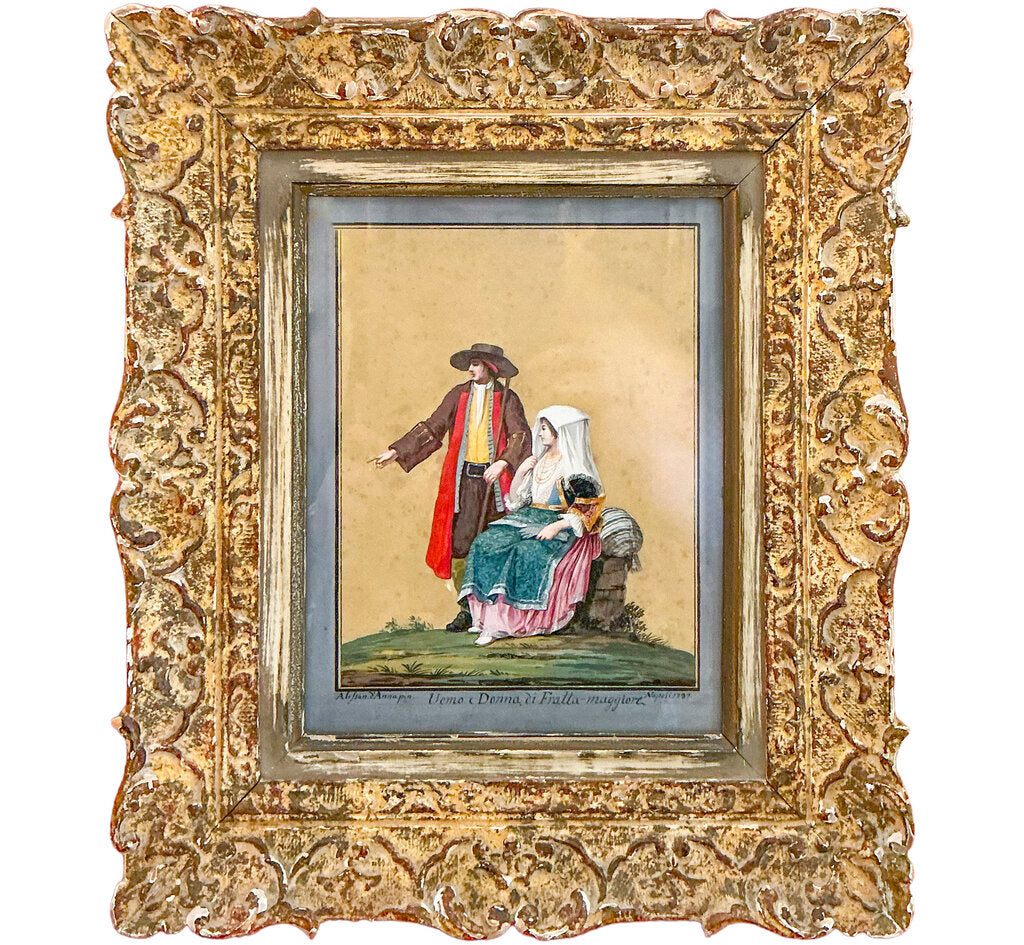 Alessandro d'Anna. Couple From Frattamagiore. Gouache. 1787