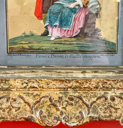 Alessandro d'Anna. Couple From Frattamagiore. Gouache. 1787