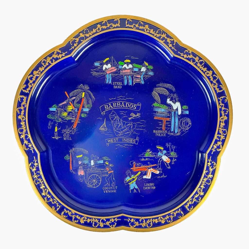 Vintage Blue Barbados Souvenir Tray