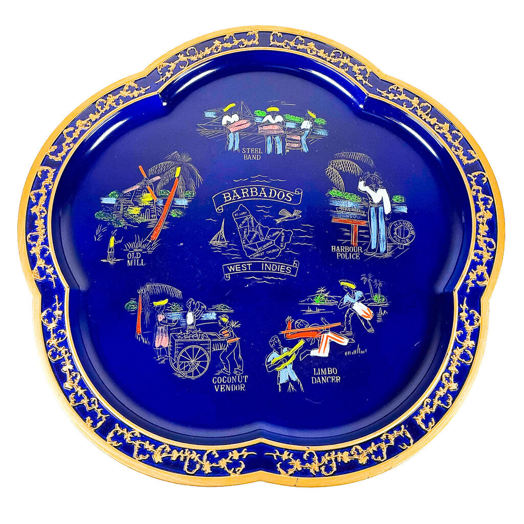 Vintage Blue Barbados Souvenir Tray