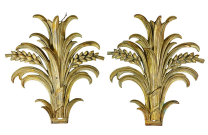 PAIR French Neoclassical Wheat Sheaf Sconce/Architectural Detail