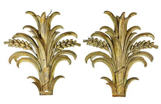 PAIR French Neoclassical Wheat Sheaf Sconce/Architectural Detail