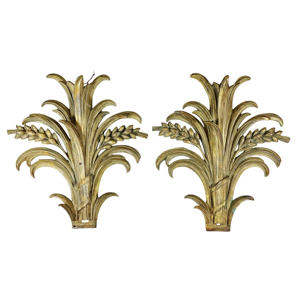 PAIR French Neoclassical Wheat Sheaf Sconce/Architectural Detail
