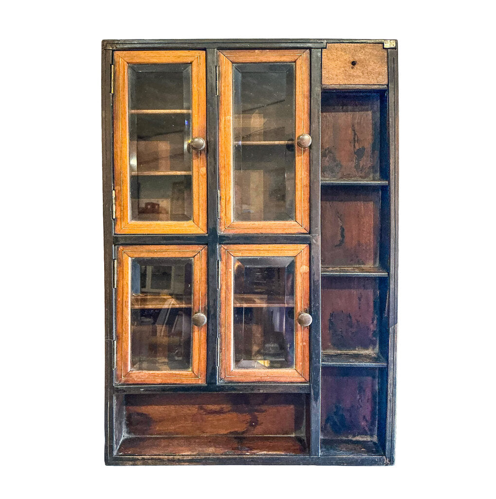Antique Cigar Shop Display Case w Beveled Glass Doors