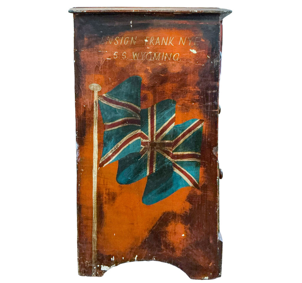 Ship Captain's Style Chest. Late 19thC. Handpainted.