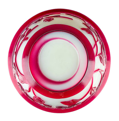 Antq Chinese Cameo Peking Glass Bowl w/ Flowers 1920s