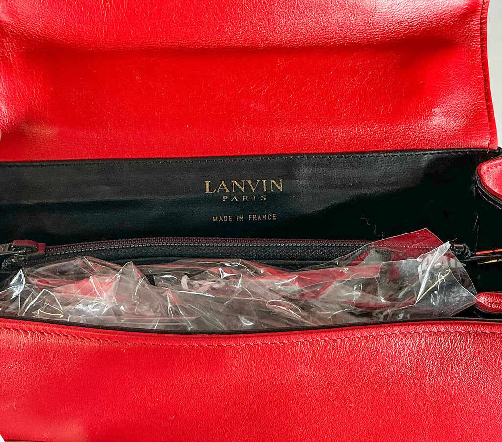 Vintage Lanvin Paris Red Leather Handbag (orig. $1695)