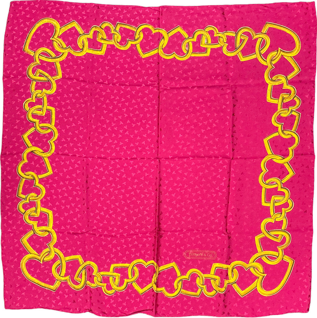 Tiffany & Co. Signature Heart Hot Pink Silk Scarf (orig. $415)